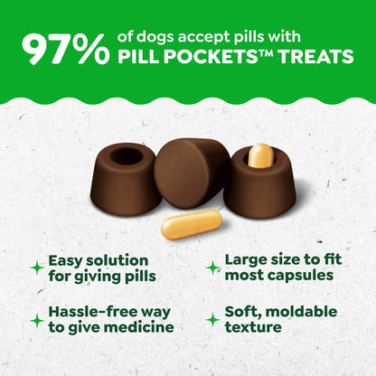 Pill Pockets for Dogs Capsule Size Natural Soft Dog Treats, Hickory Smoke Flavor, 7.9 Oz Pack (30 Treats)