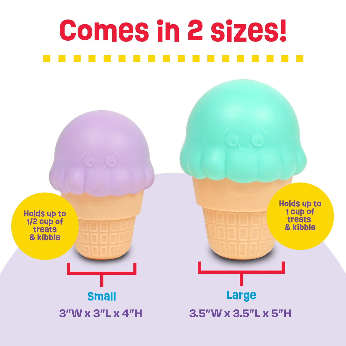 Brightkins Ice Cream Dog Toy Treat Dispenser, Playful Training for Small & Medium Dogs to Chew