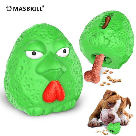 Rubber Dog Chew Toys,Treat Food Dispensing Dog Toys for Teeth Cleaning, Puzzle Interactive Dog Toys for Small Medium Large Dogs Green